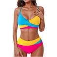 thumbnail image 1 of gakvbuo Bikini Sets For Women Two Piece Swimsuits Summer Beach Swim Bathing Suits Women's Color Block Crossing Suspenders Backless Bikinis Sets, 1 of 6