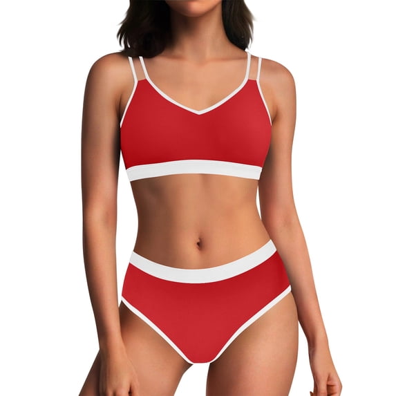 gakvbuo Bikini Sets For Women Two Piece Swimsuits Summer Beach Swim Bathing Suits Women's High Waisted Swimsuit Set Two Piece Swimwear Color Block