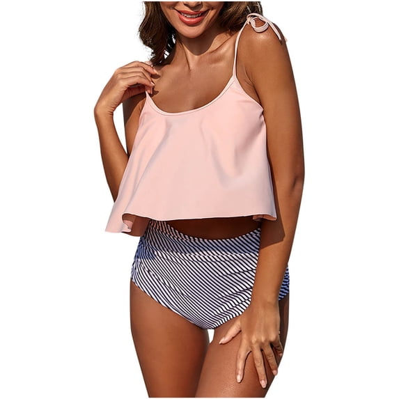 gakvbuo Bikini Sets For Women Two Piece Swimsuits Summer Beach Swim Bathing Suits Women's Printing No Buckle Adjustable Frenum Backless Bikinis Sets