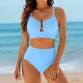 thumbnail image 1 of gakvbuo Bikini Sets For Women Two Piece Swimsuits Summer Beach Swim Bathing Suits Women's Solid Color Bikini Set With Top And High-Cut Bottoms, 1 of 9
