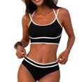 thumbnail image 1 of gakvbuo Bikini Sets For Women Two Piece Swimsuits Summer Beach Swim Bathing Suits Women's Split High Waisted Solid Color Swimsuit Conservative And able Bikini Swimsuit, 1 of 8