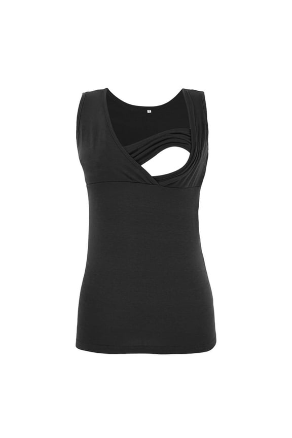 Breastfeeding Shirts For Women Plus Size Maternity Nursing Tops O-Neck Solid Sleeveless Sport Yoga Vest Pregnant Blouse Tops Maternity T Shirts