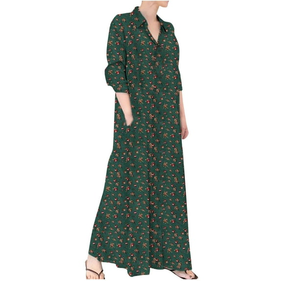 gakvbuo Button Down Shirts Maxi Dress For Women Long Skirt Long Sleeve With Pocket Spring Shirt Collar Fall Dresses For Women 2023