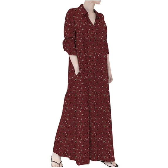 gakvbuo Button Down Shirts Maxi Dress For Women Long Skirt Long Sleeve With Pocket Spring Shirt Collar Fall Dresses For Women 2023