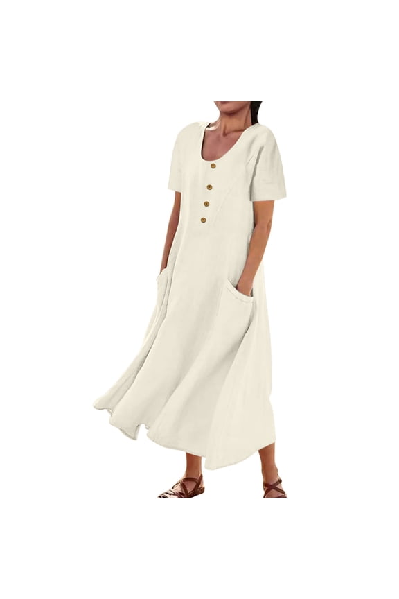 Button Down Shirts Maxi Dress For Women Elegant Casual Summer Spring Button Down Front Long Sleeve Cotton Stripe Lapel Loose Irregular Long Cardigan Cover Ups Shirt Dresses