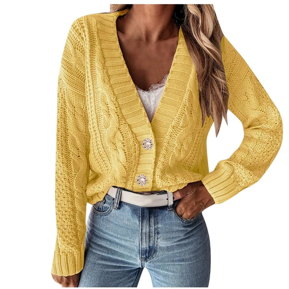 gakvbuo Cardigan Sweaters For Women Fall Fashion Women'S V- Neck Long Sleeve Button Casual Blouse Sweatshirt Tops