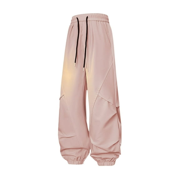 gakvbuo Cargo Pants For Women Elastic High Waisted Wide Leg Pants Drawstring Parachute Pants Casual Loose Trousers Streetwear Sports Pants