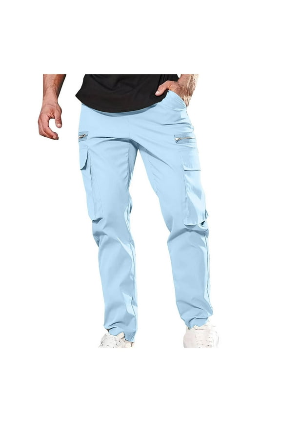 Cargo Pants For Men Athletic Casual Outdoor Joggers Pants Straight Athletic Workout Sweatpants Fishing Hiking Pants Classic Loose Fit Work Wear Trousers