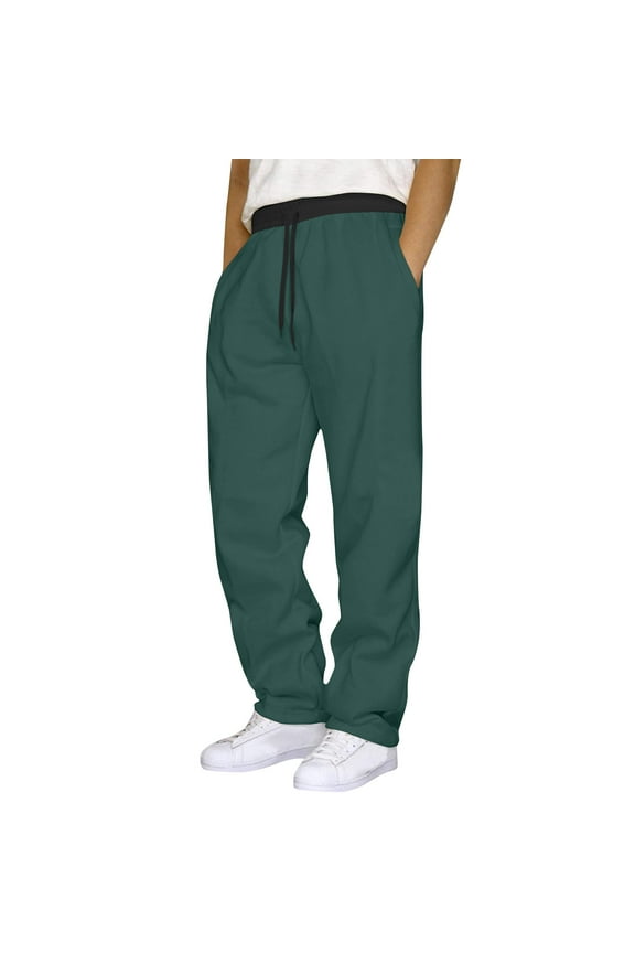 Cargo Sweatpants For Men Baggy Rope Loose Drawstring Elastic Waist Open Bottom Athletic Jogger Sweat Pants with Pockets Sports Long Pants Workout Pants Running Straight Leg Tights Trousers