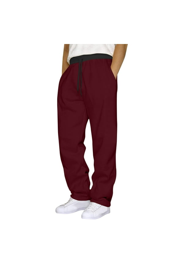 Cargo Sweatpants For Men Baggy Rope Loose Drawstring Elastic Waist Open Bottom Athletic Jogger Sweat Pants with Pockets Sports Long Pants Workout Pants Running Straight Leg Tights Trousers