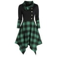 thumbnail image 1 of gakvbuo Checkered Dress for Womens Plus Size Fall Dresses Plaid Tie Shirt Dress Long Sleeve Slim Turn-Down Collar Tunic Tops Asymmetrical High Low Irregular Dress, 1 of 6