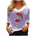 thumbnail image 1 of gakvbuo Christmas Sweater for Women Christmas Sweatshirt Crewneck Print Long Sleeve Blouse Pullover Sweatshirt Tunic Tops Hoodless Shoulder Sweatshirt, 1 of 4