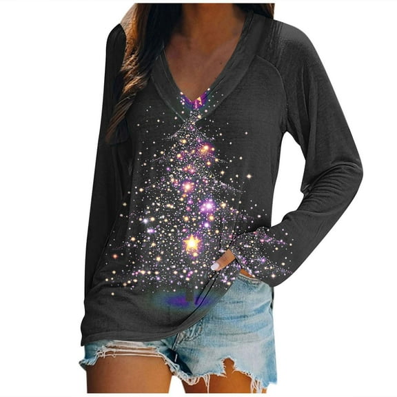 gakvbuo Christmas Sweater for Women Pullover Tops Fall Tunic Blouse Hoodless Sweatshirt 1