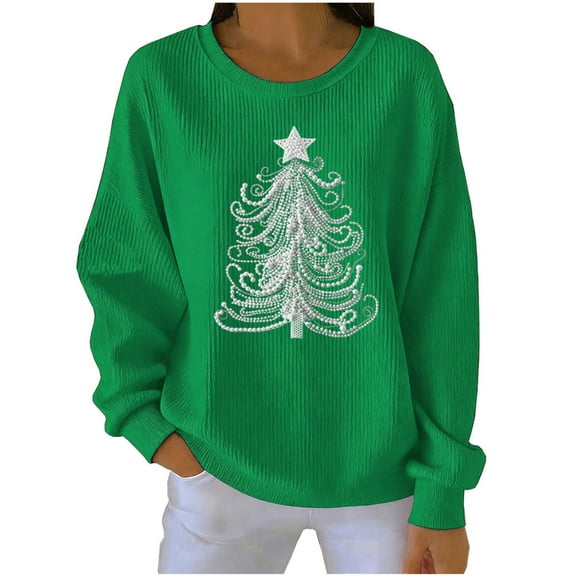 gakvbuo Christmas Sweater for Women Pullover Tops Fall Tunic Blouse Hoodless Sweatshirt 1