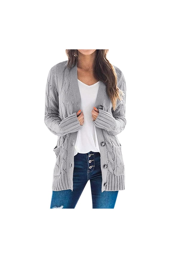 Chunky Cable Knit Cardigan For Womens Plus Size Boyfriend Oversized Cardigan Sweaters Oversized Long Sleeve Fuzzy Button Down Open Front Knit Sweaters Outwear