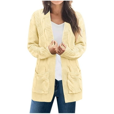 gakvbuo Chunky Cardigan Sweaters For Women with Pocket Long Sleeve Thick knitted Cardigan Sweater Solid Open Front Plus Size Coat Outerwear Coat Top