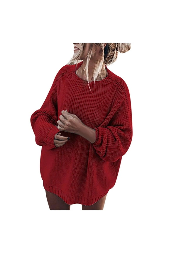 Chunky Knit Pullover Sweater For Womens Oversized Sweaters Batwing Sleeve Mock Neck Jumper Tops