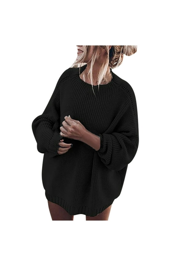 Chunky Knit Pullover Sweater For Womens Oversized Sweaters Batwing Sleeve Mock Neck Jumper Tops
