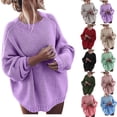 thumbnail image 1 of gakvbuo Chunky Knit Pullover Sweater For Womens Oversized Sweaters Batwing Sleeve Mock Neck Jumper Tops, 1 of 8