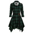 thumbnail image 1 of gakvbuo Checkered Dress for Womens Plus Size Fall Dresses Plaid Tie Shirt Dress Long Sleeve Slim Turn-Down Collar Tunic Tops Asymmetrical High Low Irregular Dress, 1 of 5