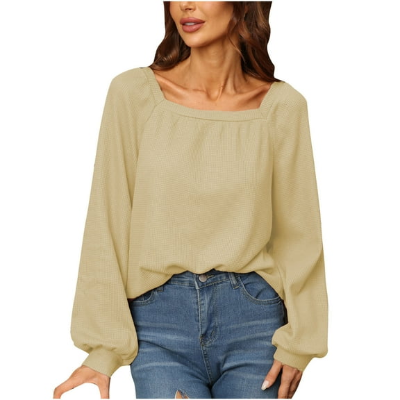 gakvbuo Fall Clothes For Women 2022 Trendy Business Casual Plus Size Tops For WomenWomens Fashion Solid Color Comfortable Loose T-Shirt Long Sleeves Blouse Casual Tops