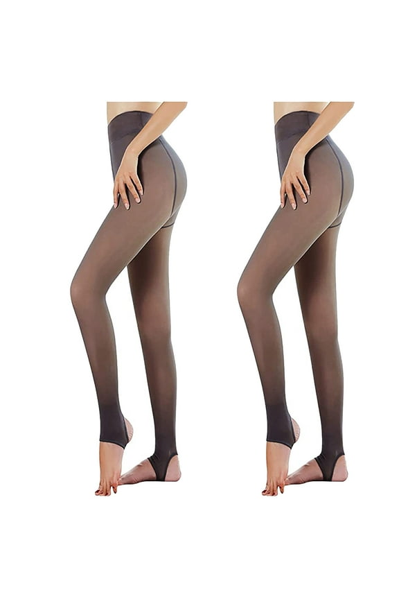 Fleece Lined Tights for Women Leggings Thermal Pantyhose Fake Translucent Tights Opaque High Waisted Winter Warm Sheer Tight Warm Fleece Pantyhose(2Pcs)