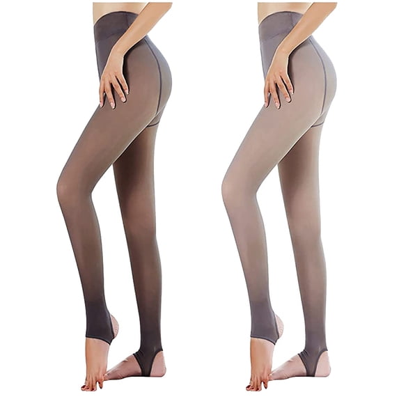 gakvbuo Fleece Lined Tights for Women Leggings Thermal Pantyhose Fake Translucent Tights Opaque High Waisted Winter Warm Sheer Tight Warm Fleece Pantyhose(2Pcs)