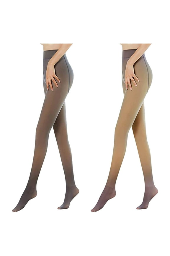 Fleece Lined Tights for Women Leggings Thermal Pantyhose Fake Translucent Tights Opaque High Waisted Winter Warm Sheer Tight Warm Fleece Pantyhose(2Pcs)