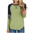 thumbnail image 1 of gakvbuo Sweaters For Women Fall Fashion 2022 Pullover Sweatshirts Tunic T-Shirts Fashion Womens Round-Neck Long Sleeve Patchwork Print Casual T-Shirt Blouse, 1 of 6