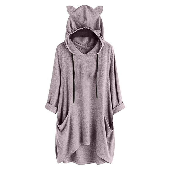gakvbuo Sweaters For Women Fall Fashion 2022 Pullover Sweatshirts Women Fashion Solid Color Hooded Long Sleeves Pockets Top Blouse Sweatershirt