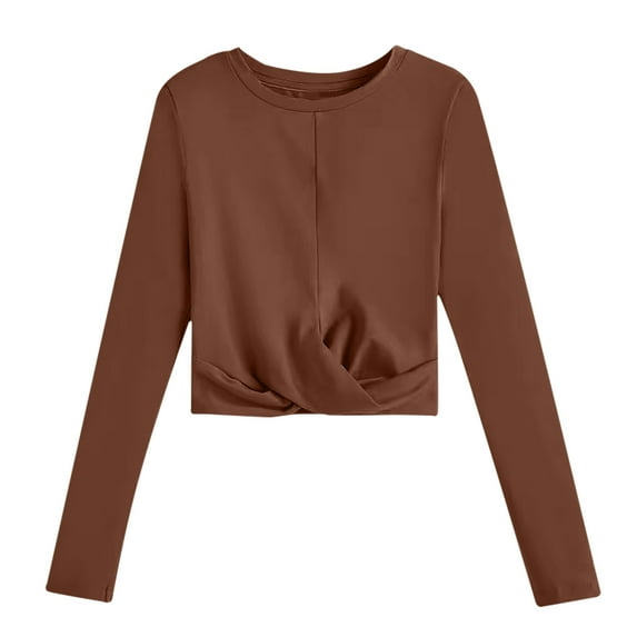 gakvbuo Sweaters For Women Fall Fashion 2022 Pullover Sweatshirts Womens Fashion Solid Color Long Sleeves Blouse Round Neck Casual Slim Fit Kink Tops