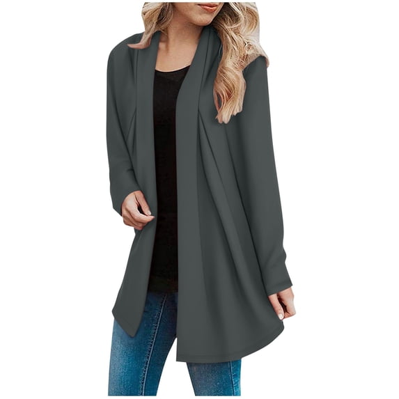 gakvbuo Draped Open Front Cardigan for women Long Sleeve Lightweight Cardigans Plus Size Fall Cardigans Coat Womens Tops Lightweight Blouse Cardigans Sweater Duster