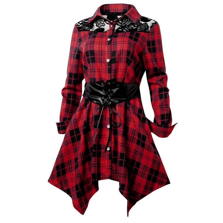 gakvbuo Clearance Items All 2022!Checkered Dress For Womens Plus