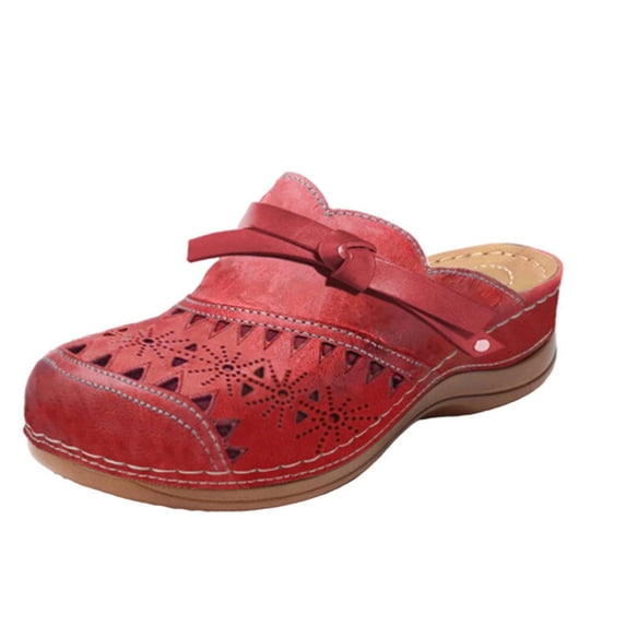 gakvbuo Closed Toe Sandals For Women Summer Hollow Out Toe Flat Sandals Casual Flats Wedge Dressy Shoes Beach Outdoor Walking Slippers