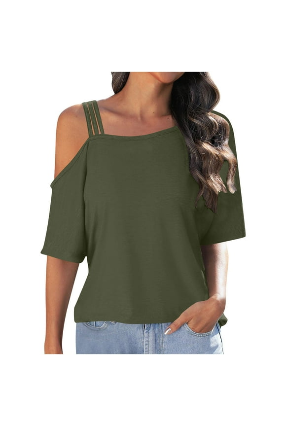 Cold Shoulder Shirts For Women Summer Tops Casual Off Shouldert T-Shirts Blouse Tunic Tops