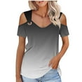 thumbnail image 1 of gakvbuo Cold Shoulder Tops For Women Summer Blouses Tunics Tops Women Summer Sexy T- Shirt Cold Shoulder Pullover Blouse-Neck Short Sleeve Solid, 1 of 8