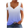 thumbnail image 1 of gakvbuo Cold Shoulder Tops For Women Summer Blouses Tunics Tops Women's Gradient Off-Shoulder Short Sleeve Top T-shirt, 1 of 6