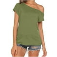 thumbnail image 1 of gakvbuo Cold Shoulder Tops For Women Tops Casual Summer Off The Shoulder Tops Short Sleeve T Shirts Loose Beach Vacation Blouse Shirt One Shoulder Tops Trendy Cute Tunic Tee, 1 of 9