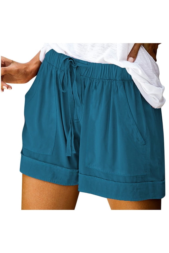 Comfy Paperbag Shorts For Women Plus Size Shorts Drawstring Casual Elastic Waist Pure Color Shorts Summer Beach Lightweight Short Pants With Pockets