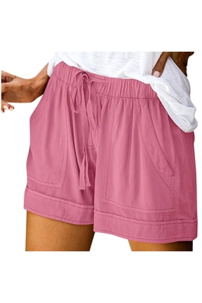 Comfy Paperbag Shorts For Women Plus Size Shorts Drawstring Casual Elastic Waist Pure Color Shorts Summer Beach Lightweight Short Pants With Pockets