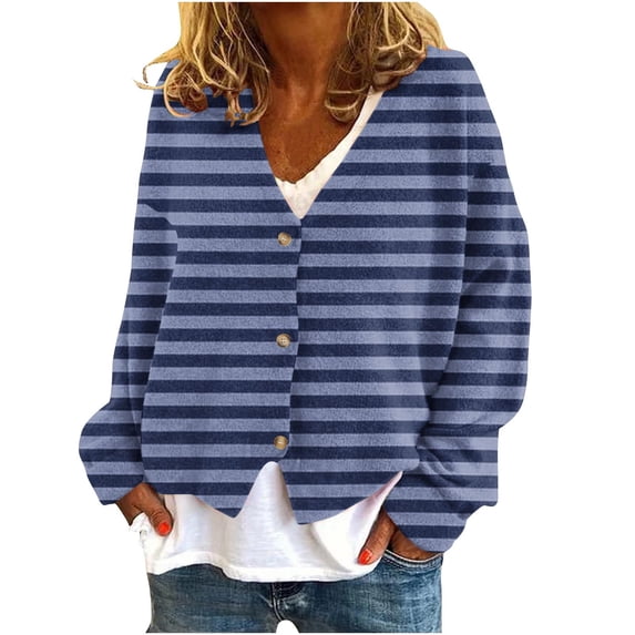 gakvbuo Cute Sweaters For Women Long Sleeve Fall Oversized Open Front Button Knit Cardigan Sweaters V-Neck Lightweight Cardigans Knit Outerwear Jacket Tops