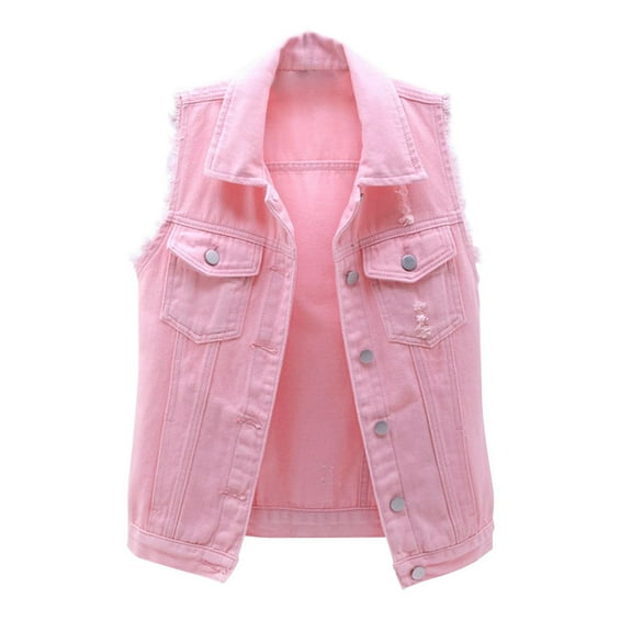 gakvbuo Denim Vest For Women Slim Fit Sleeveless Denim Casual Basic Button Jean Vest Jacket Outerwear with Chest Pockets