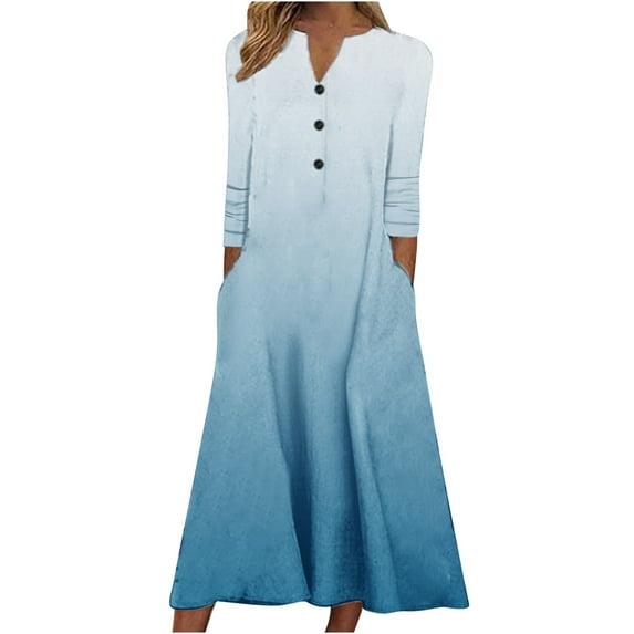 gakvbuo Fall Dresses For Women 2023 Plus Size Maxi Dress Long Sleeve Women Casual Sexy Round Neck Printing Summer Short Sleeve Pockets Dress