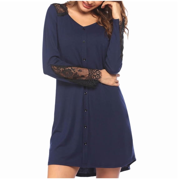 gakvbuo Fall Dresses For Women 2023 Plus Size Mini Dress Long Sleeve Women's Solid Color V-neck Comfortable Loose Camisole Lace Long Sleeves Blouse Casual Tops Dress