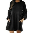 thumbnail image 1 of gakvbuo Fall Dresses For Women 2023 Plus Size Mini Dress Long Sleeve Women's Winter Sleeve Knitted Medium Waist Sweater Dress, 1 of 8