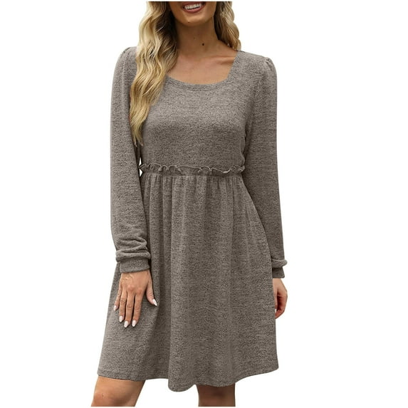 gakvbuo Fall Dresses For Women 2023 Plus Size Mini Dress Long Sleeve Wrap Dress For Women Wedding Guest Woman Temperament Dress Solid Color Long Sleeve Collar Dress