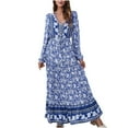 thumbnail image 1 of gakvbuo Fall Dresses for Women Long Sleeve Maxi Dress for Women Plus Size Dress Casual Button Down Boho Dress V Neck Floral Print Fall Long Dresses, 1 of 6