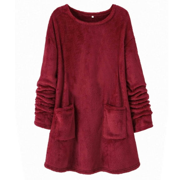 gakvbuo Fall Long Sweatshirt For Womens Dress Shirt Crew Neck Warm Lightweight Tunic Tops For Leggings Dressy Long Sleeve Tops Printed Pullover Loose Plus Size T-Shirt Blouse with Pockets
