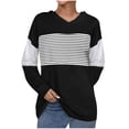 thumbnail image 1 of gakvbuo Fall Pullover Tunic Shirts For Women Women Casual Fall Long Sleeve Hoodie Stripe Splicing Hooded Sweatshirts Pullover Coat Tops, 1 of 4