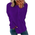 thumbnail image 1 of gakvbuo Fall Women Long Sleeves Casual Shirts Color Round Neck Sweatshirt Pullover Loose Tunic Tops, 1 of 6